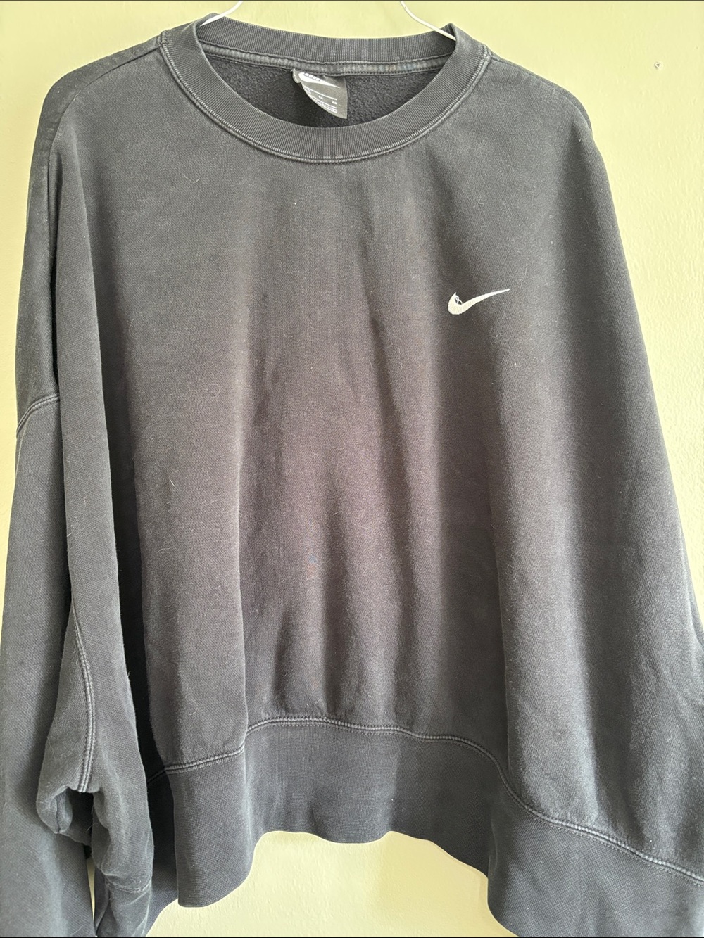 Nike Black Crew Sweatshirt with White Swoosh Logo